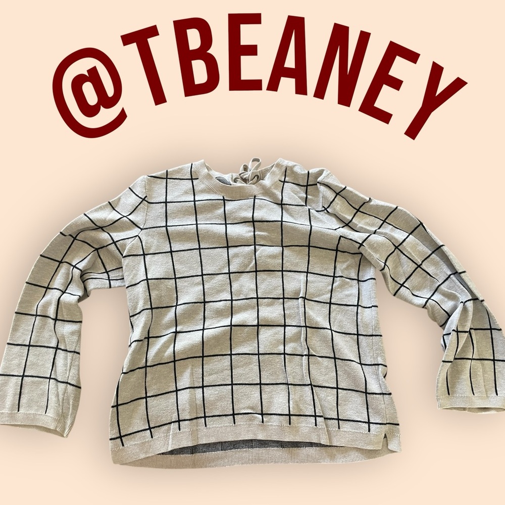 Madewell Women's Grid Pattern Sweater - Cream and Black